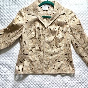 Carlisle Floral Cutwork Metallic Jacket Size 6 Perfect!